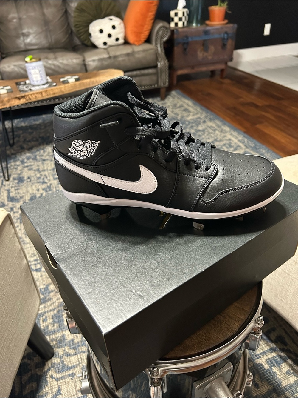 Jordan Men’s Black and White High-Top Athletic Cleats